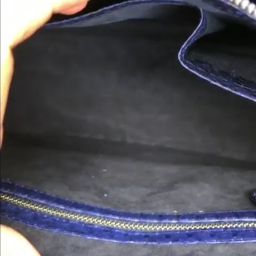 Elegant Blue Real Python Leather Handbag - image 7